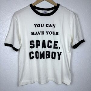 Lee White Ringer Tee with Black Trim and Black Graphic